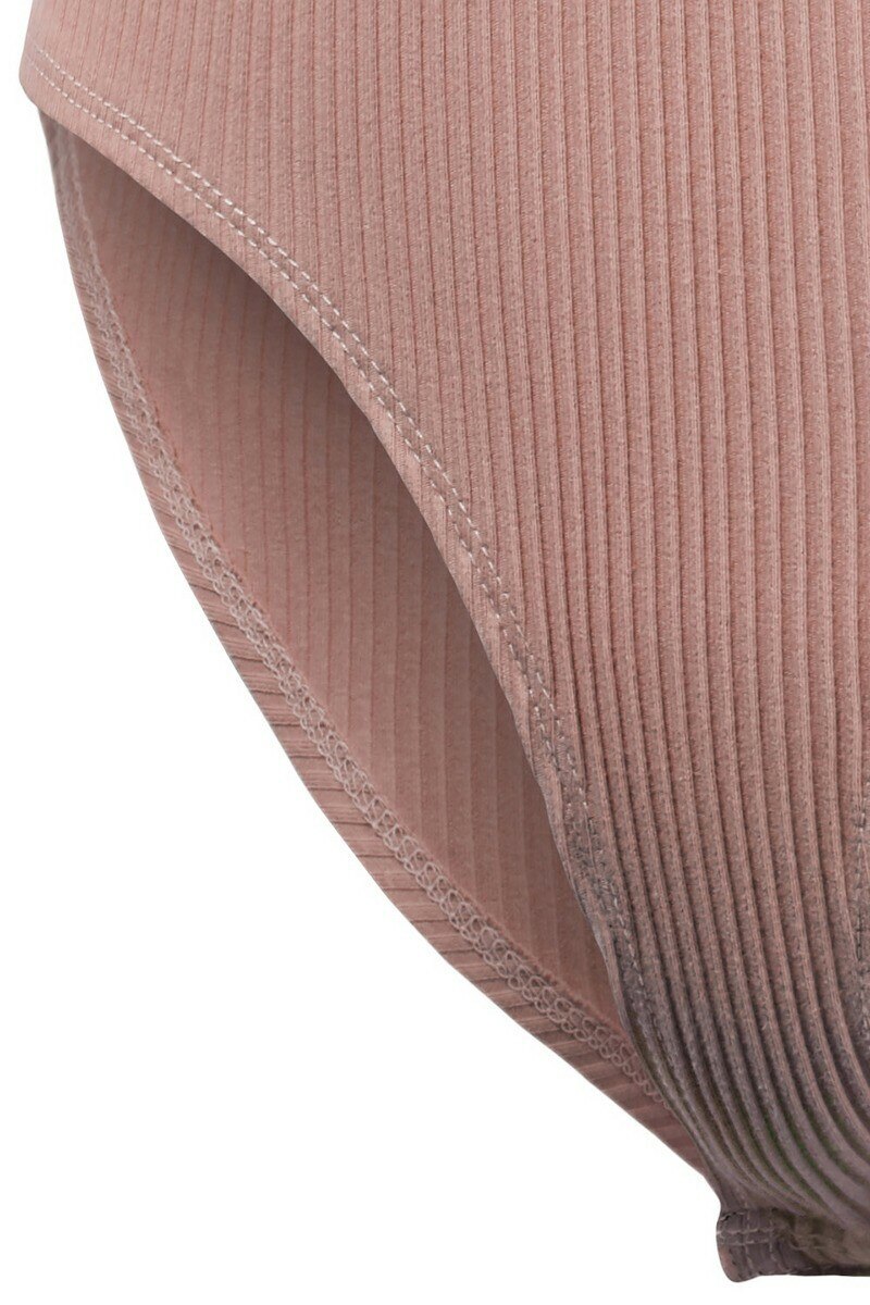 Henley Scoop Neck Ribbed Knit Bodysuit Dusty Pink - SURELYMINE