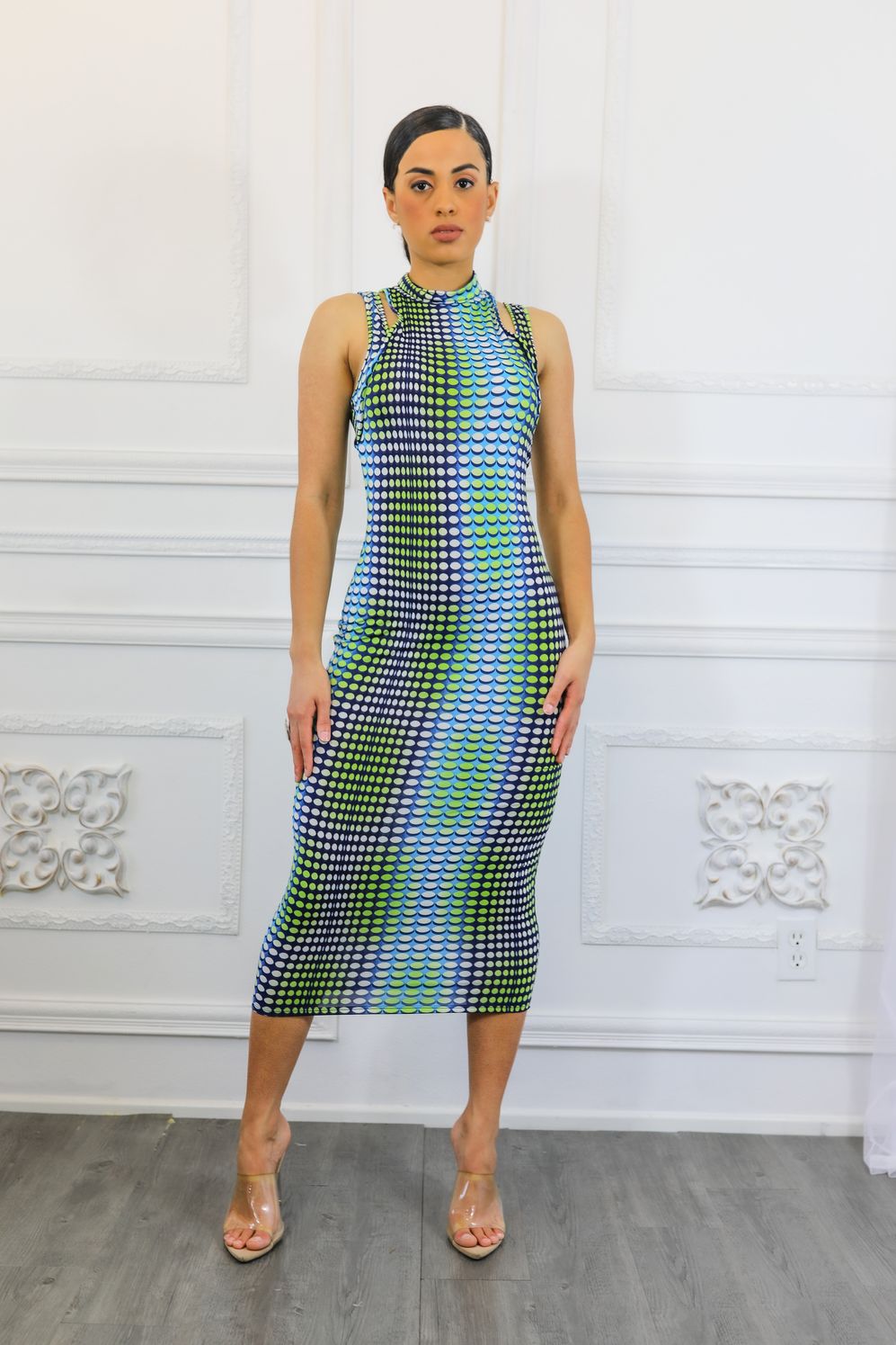 stunning midi dress Multi Dimension Scale Print Midi Dress M