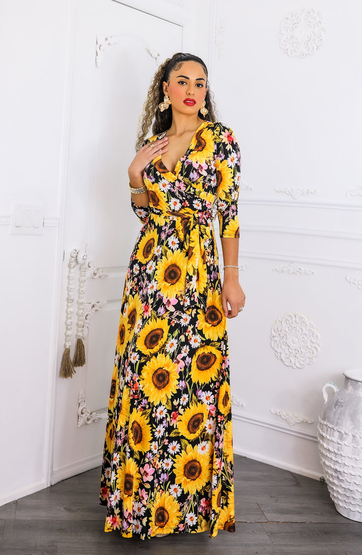 Sunshine & Bloom Faux Wrap Maxi Dress