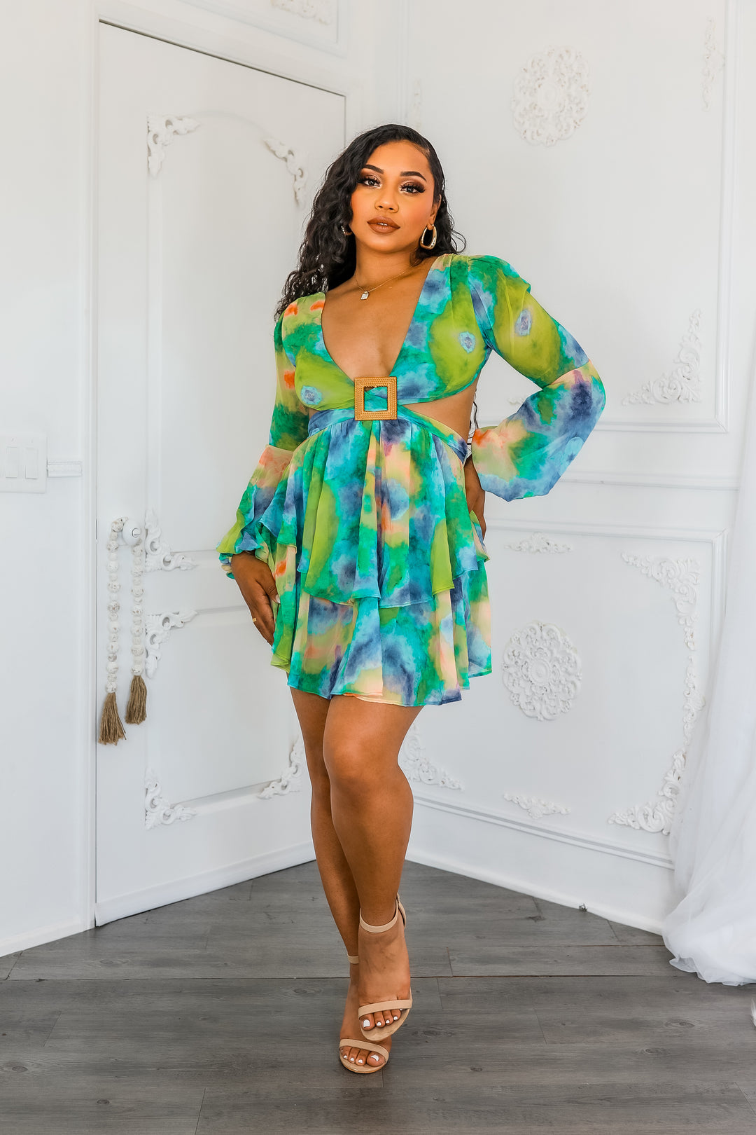 ruffle cut out mini dress Women's Southern Clothing Boutique - Mable