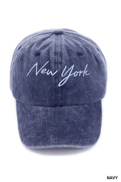 New York Embroidered Vintage Washed Cap Hats