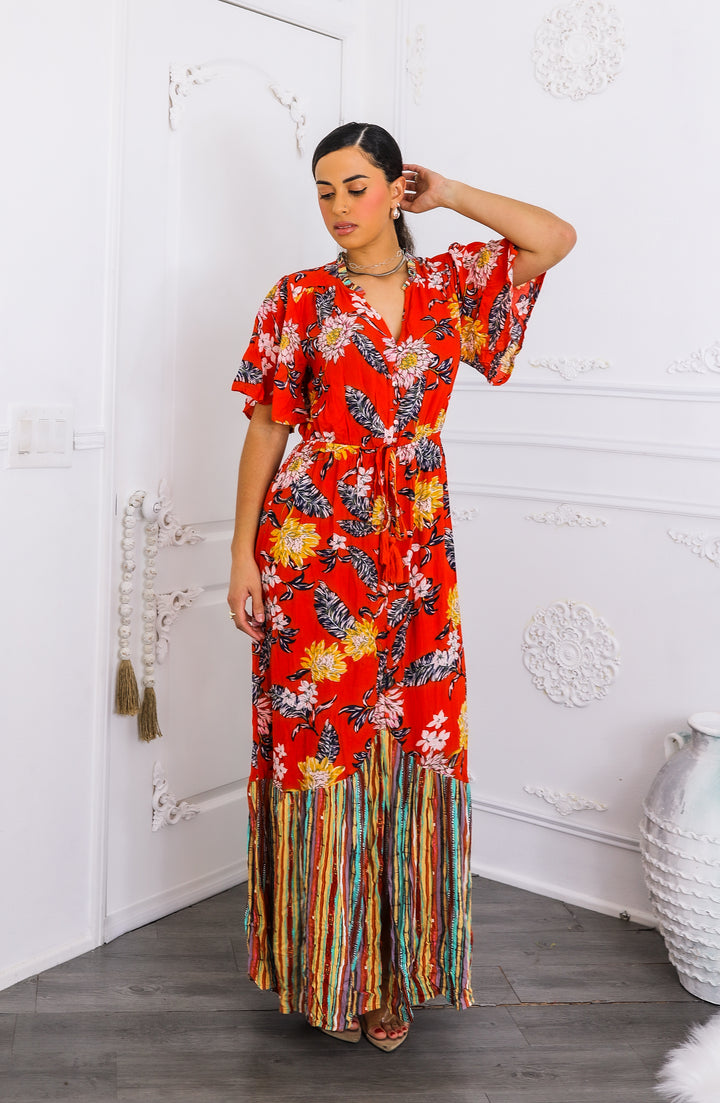 Floral Rayon Maxi Tangerine
