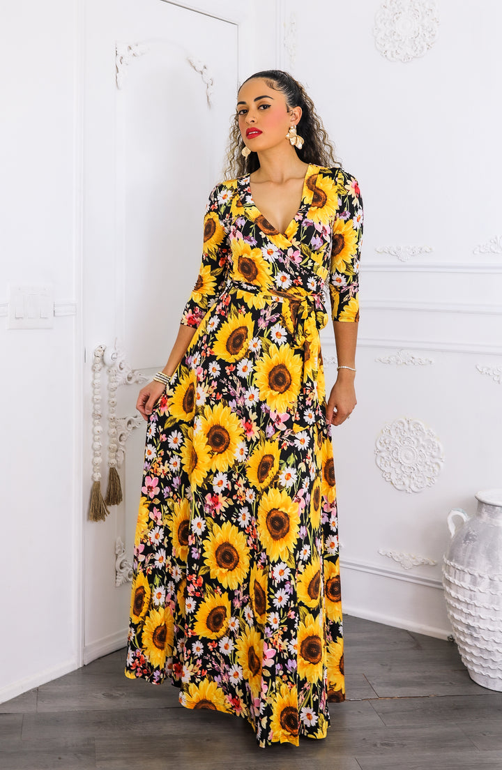 Sunshine & Bloom Faux Wrap Maxi Dress