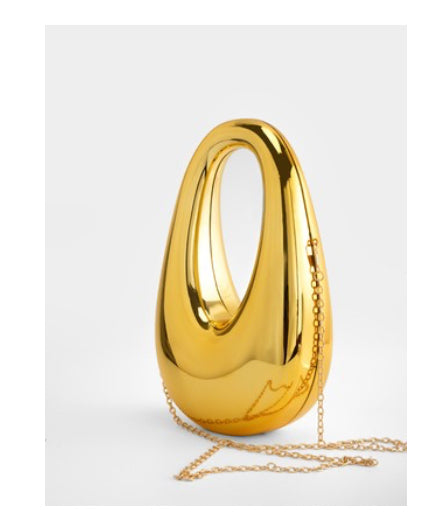 Hot Gold Clear Clutch Crossbody Bag