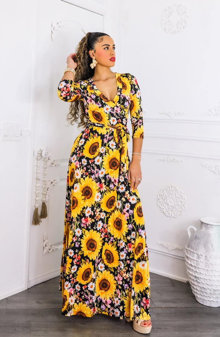 Sunshine & Bloom Faux Wrap Maxi Dress
