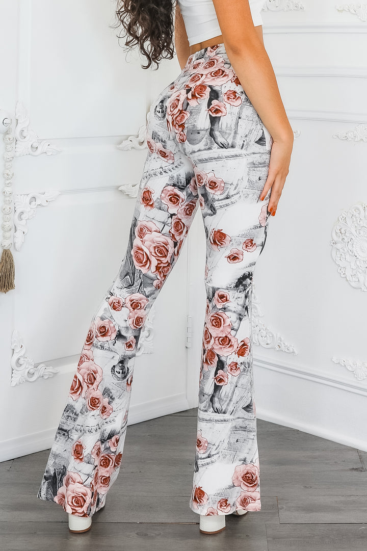 Floral Art Print Bell Bottom Pants – Vintage Rose Vibe