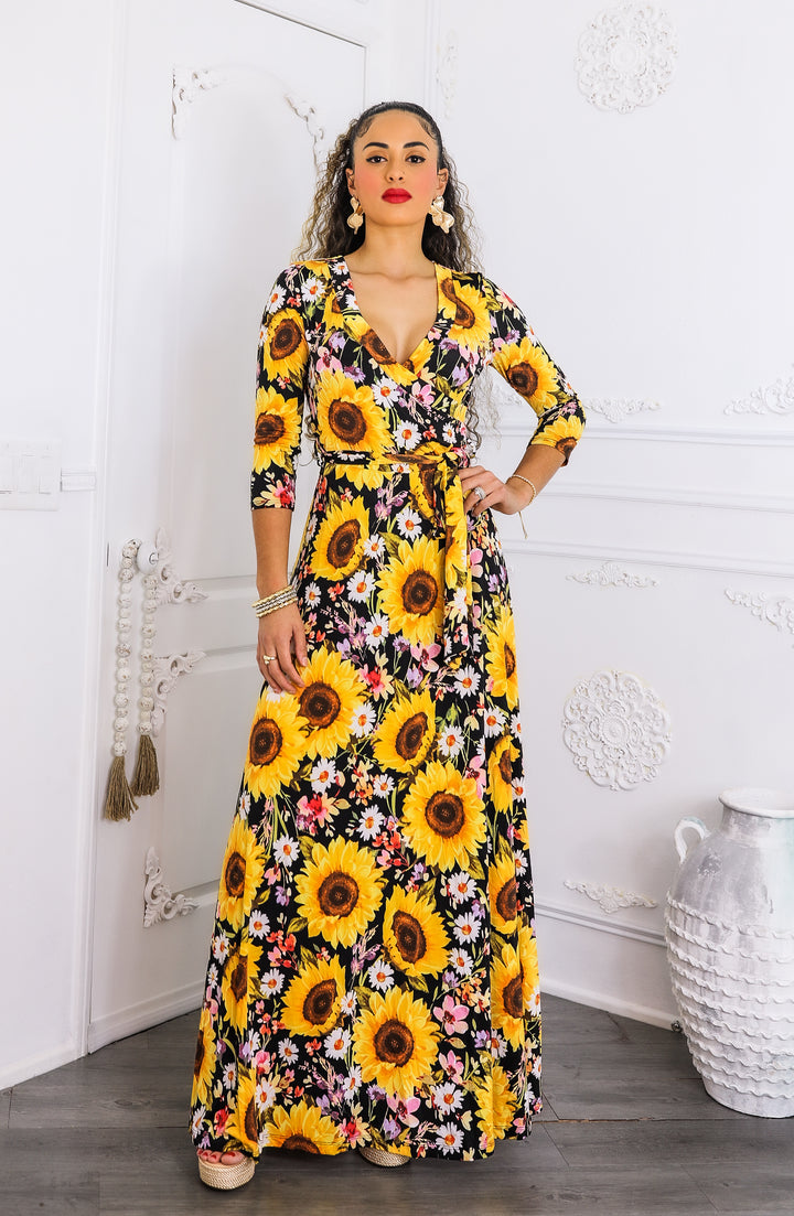 Sunshine & Bloom Faux Wrap Maxi Dress