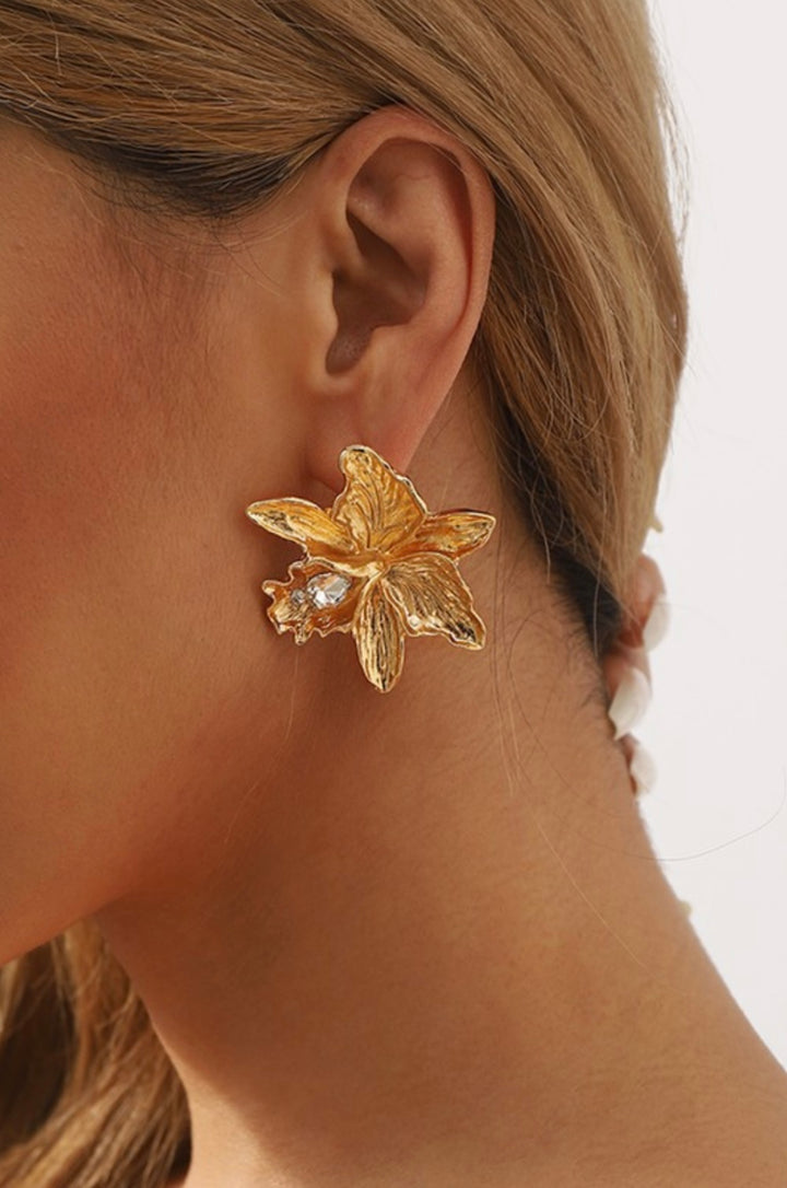 Orchid Bloom Zirconia Statement Earrings – Gold or Silver