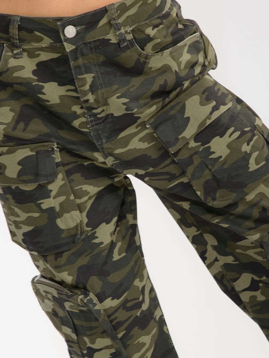 Camouflage Cargo Pants | Multi-Pocket Wide Leg Camo Pants