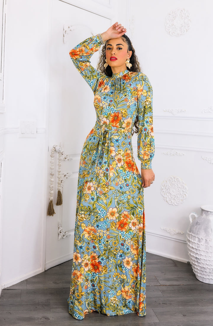 Boho Bloom Maxi Dress - Floral Long Sleeve