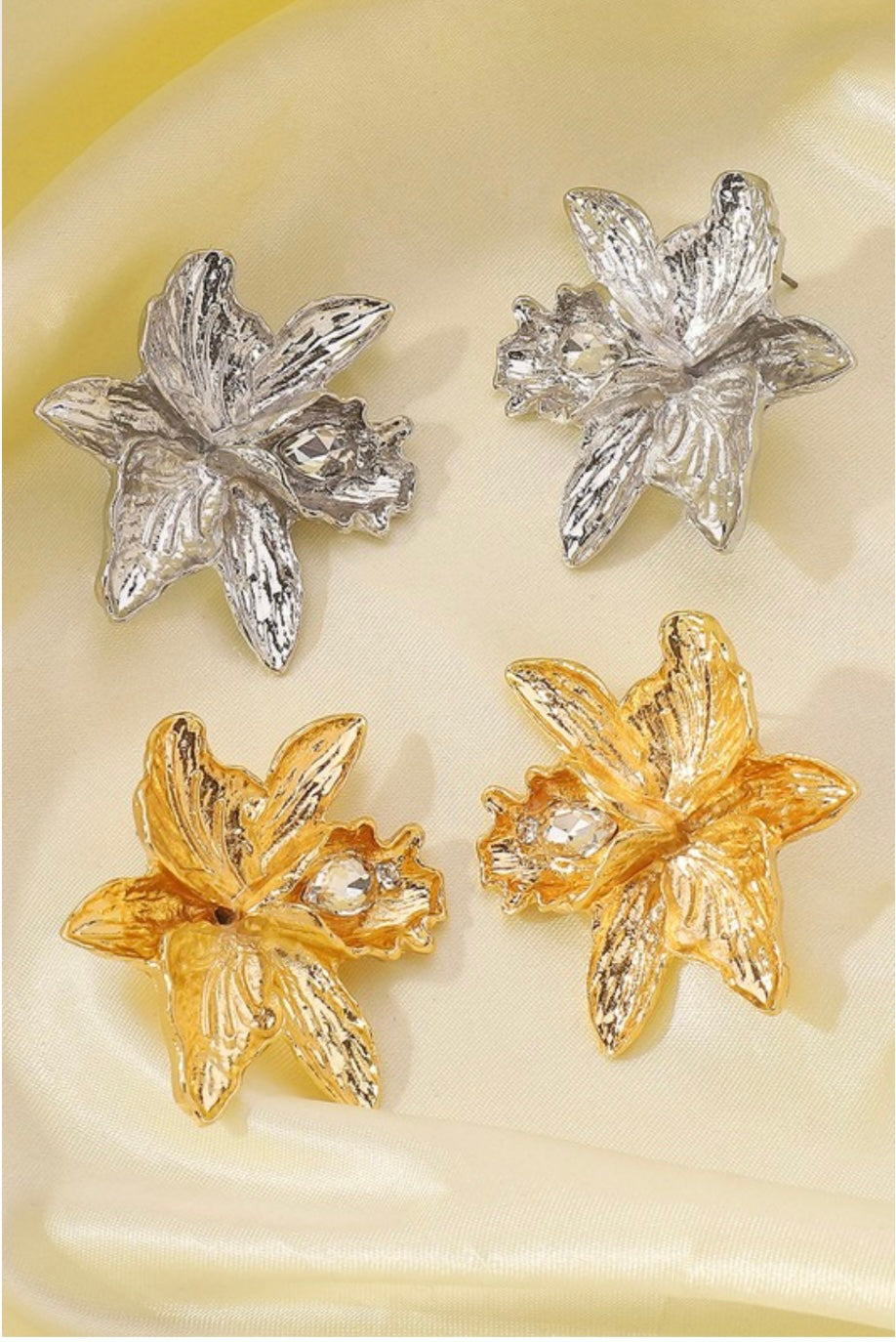 Orchid Bloom Zirconia Statement Earrings – Gold or Silver