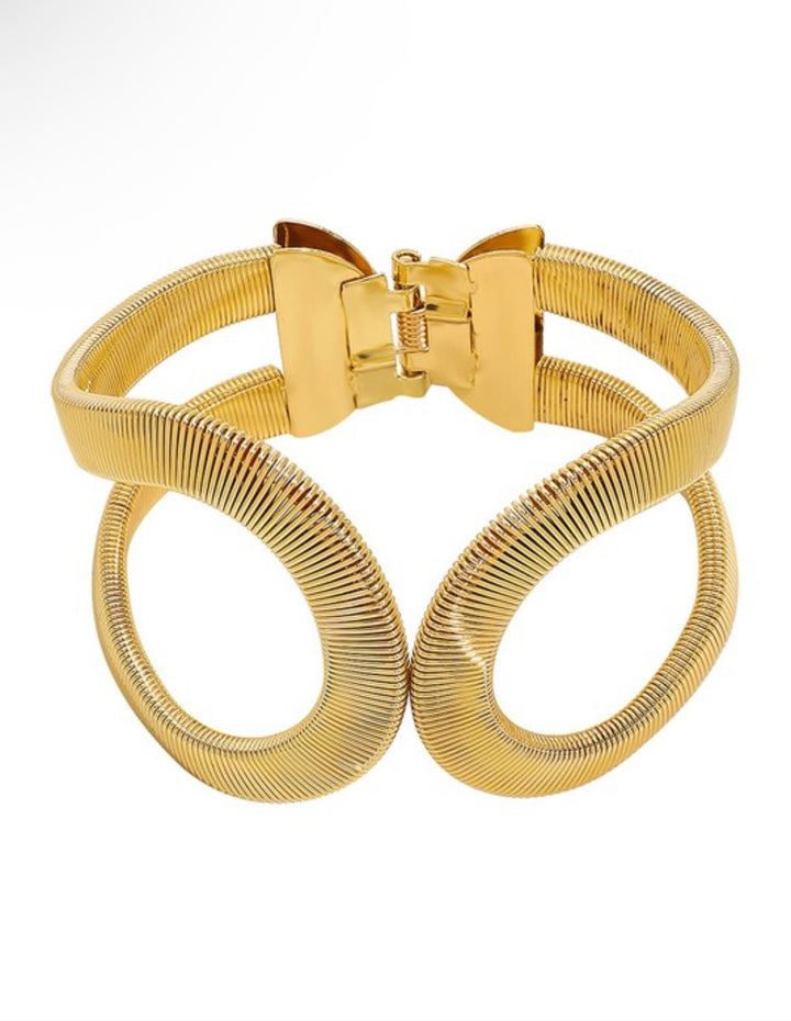 Bold Hollow Twist Metal Bangle Bracelet – Gold & Silver