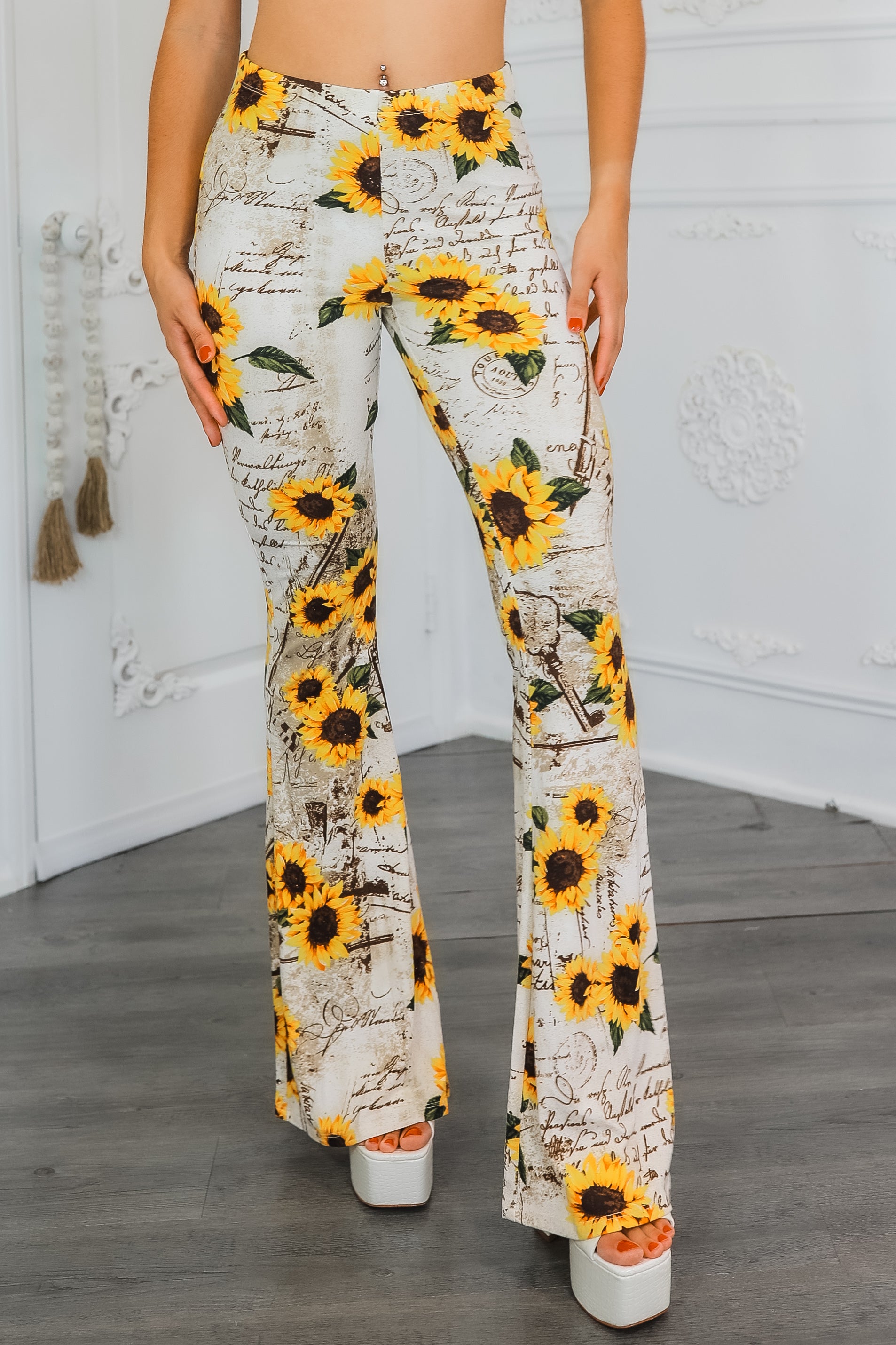 Sunflower Love Letter Bell Bottom Pants – SURELYMINE