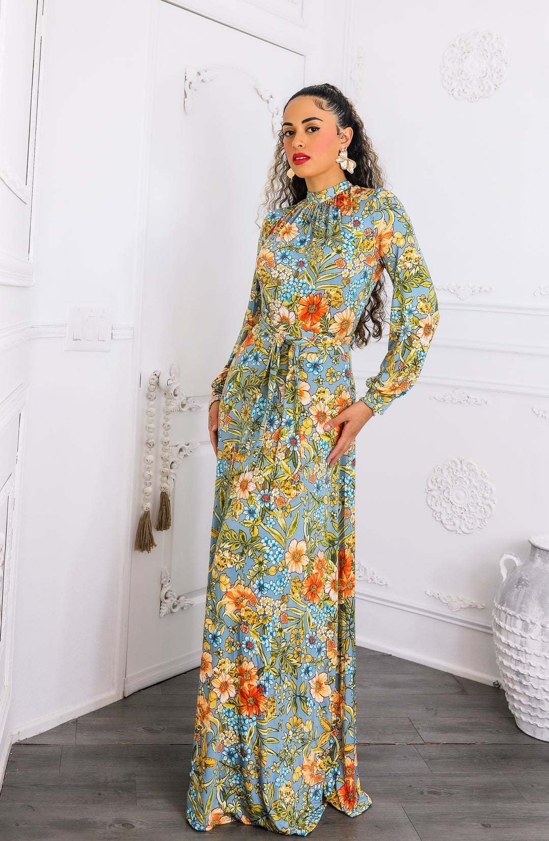 Boho Bloom Maxi Dress - Floral Long Sleeve