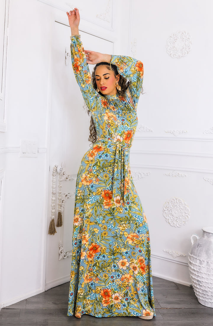 Boho Bloom Maxi Dress - Floral Long Sleeve