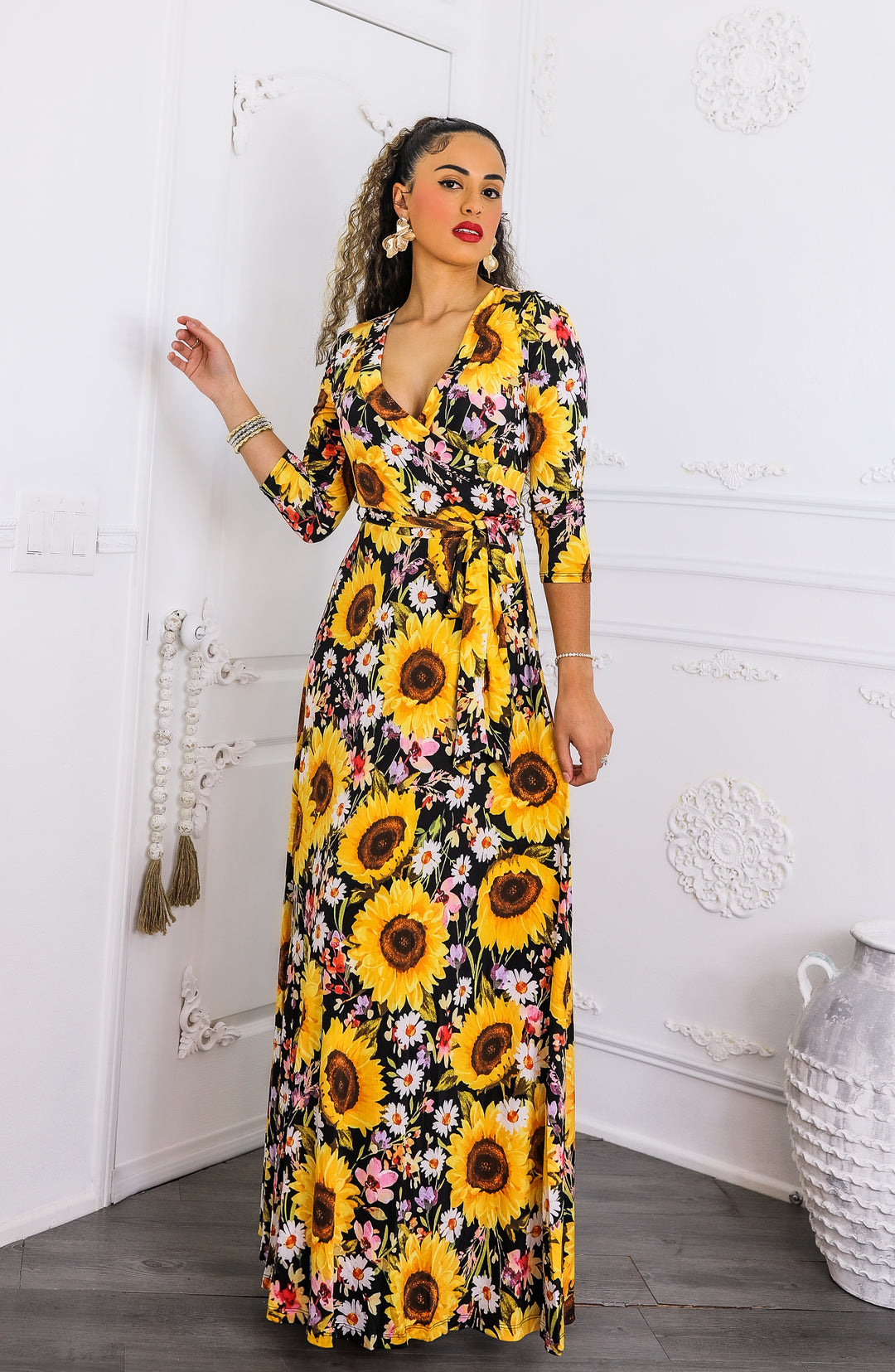 Sunshine & Bloom Faux Wrap Maxi Dress
