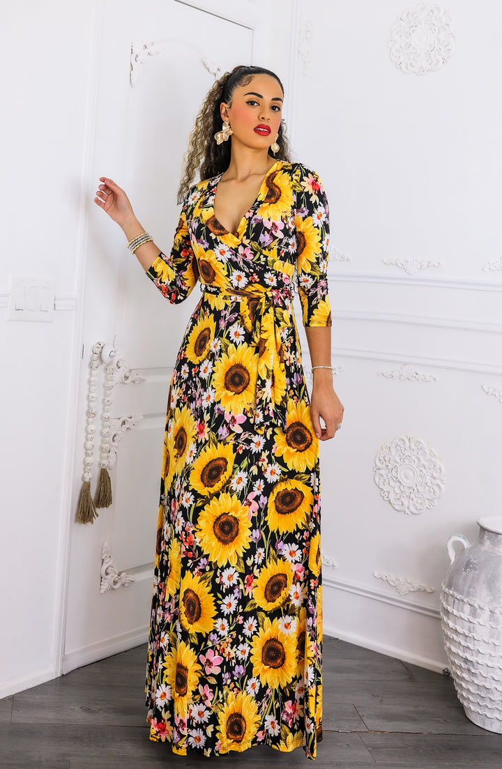 Sunshine & Bloom Faux Wrap Maxi Dress