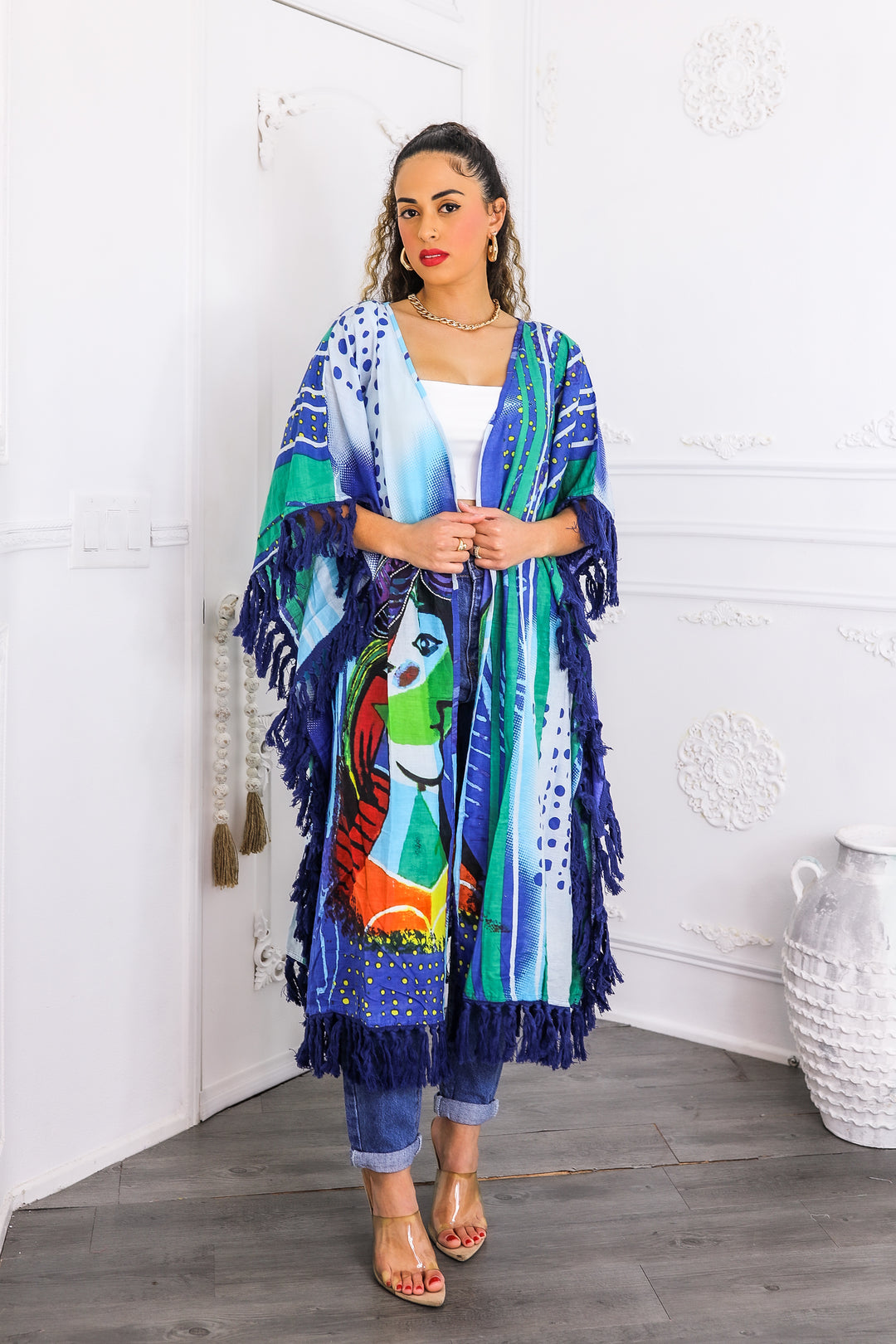 Art Revealed Fringe Kimono