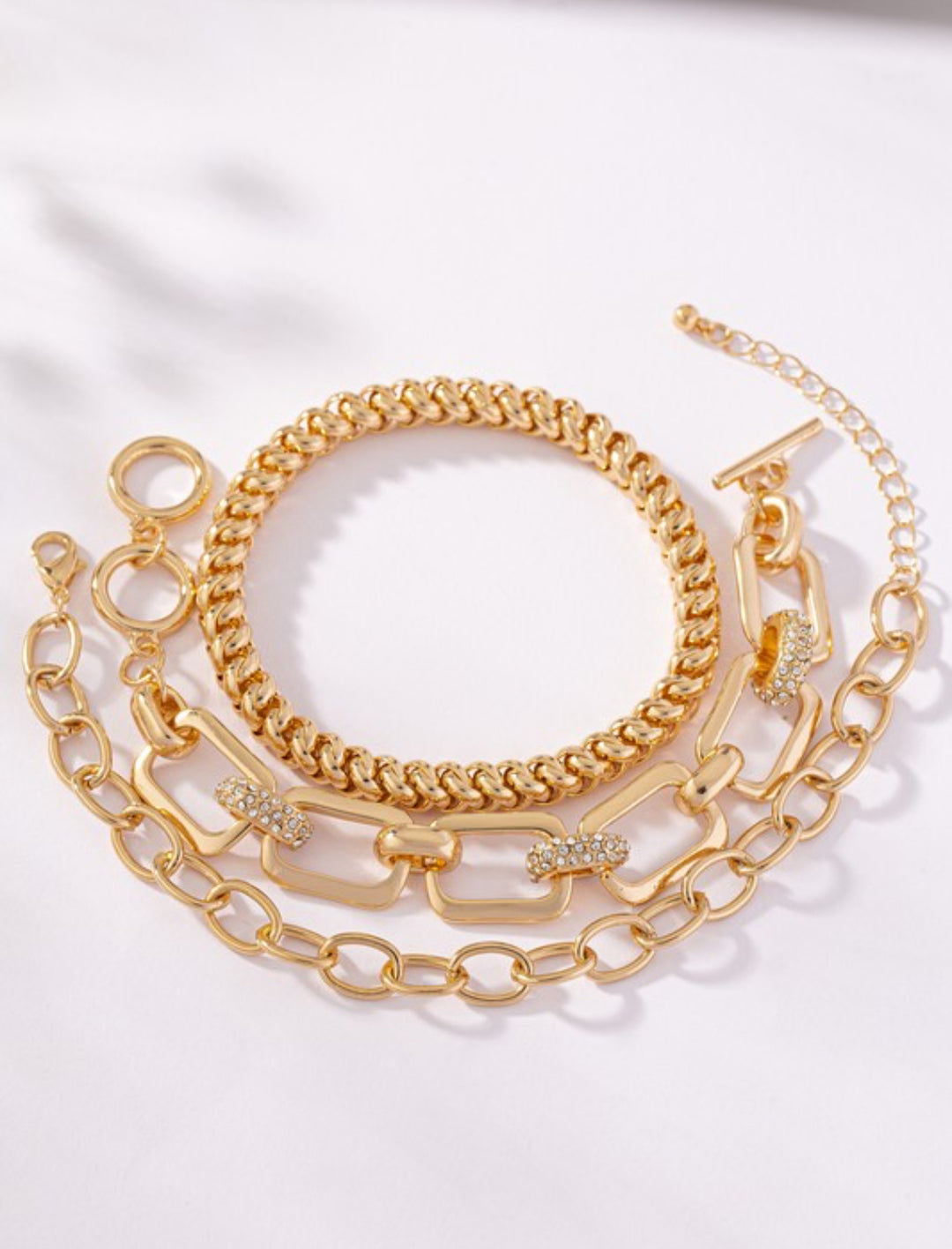 3 Chunky Chain Bracelet Set