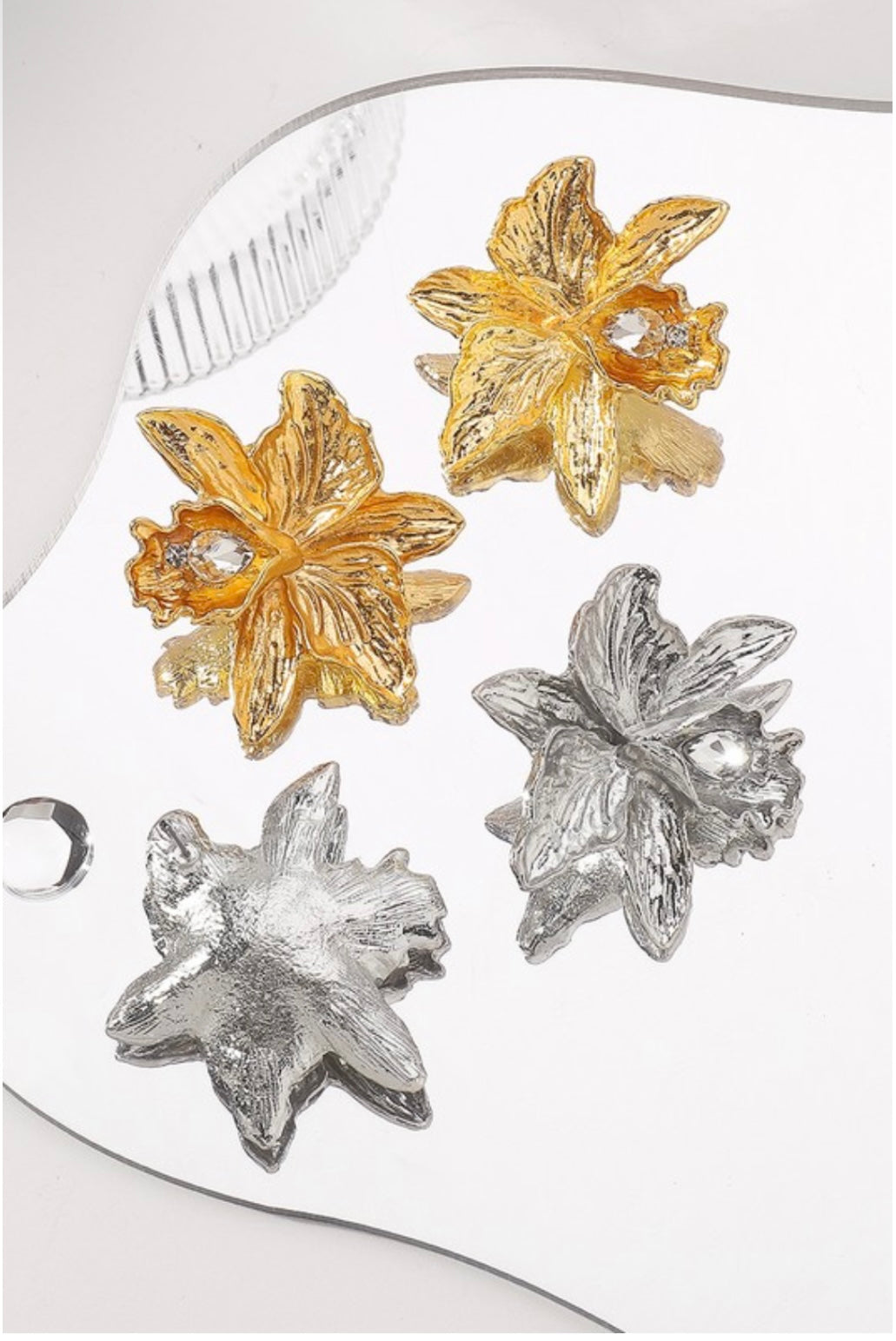 Orchid Bloom Zirconia Statement Earrings – Gold or Silver