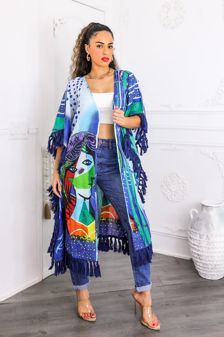 Art Revealed Fringe Kimono