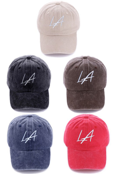 LA (Los Angeles) Embroidered Vintage Washed Cap Hats