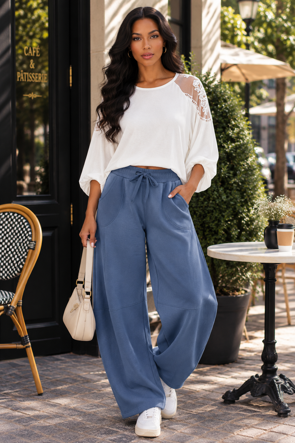 Women's Barrel Leg Joggers – Pleated Fleece Sweatpants