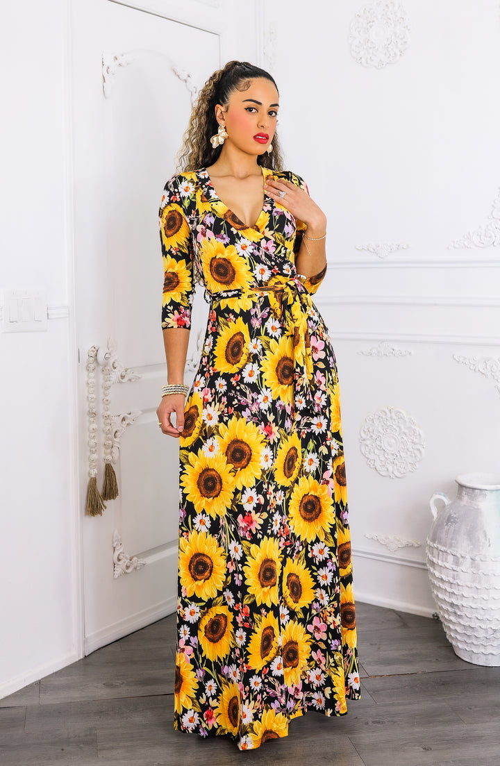 Sunshine & Bloom Faux Wrap Maxi Dress