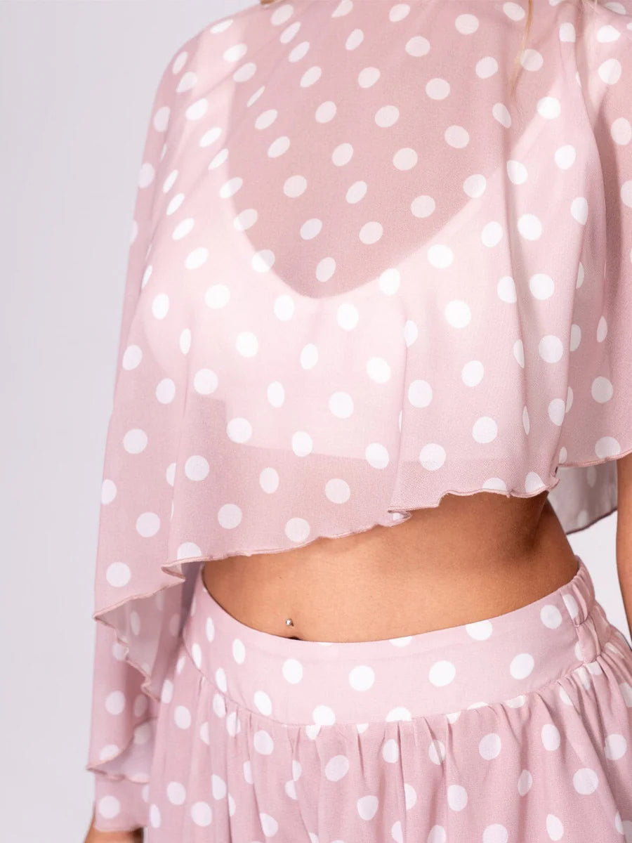 Sweet Escape Pink Polka Dot Two-Piece Pant Set
