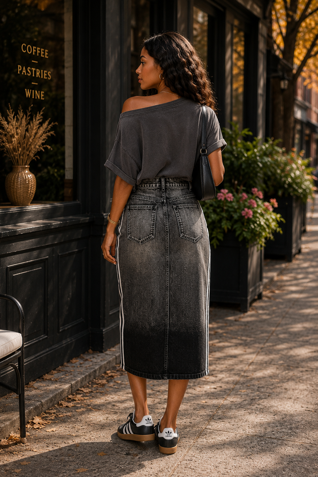 Raven Washed Cargo Midi Skirt