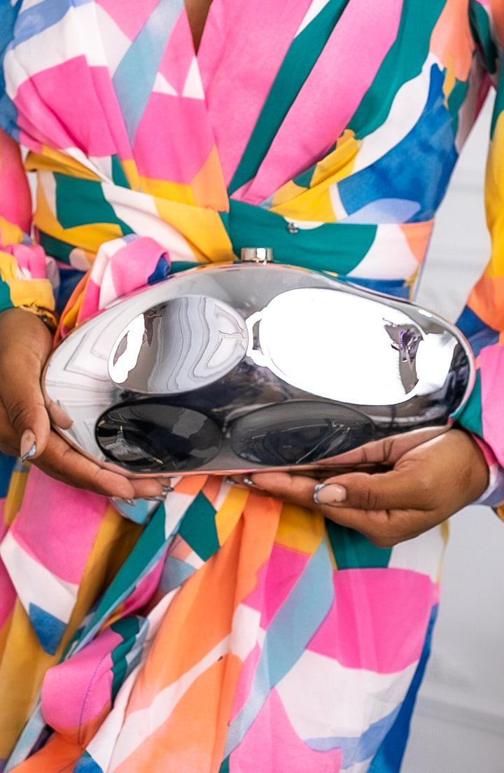 Sculpted Mirror Oval Clutch – Gold or Silver