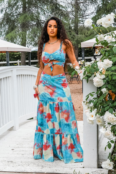 Miami Vibes Printed Maxi Skirt Set