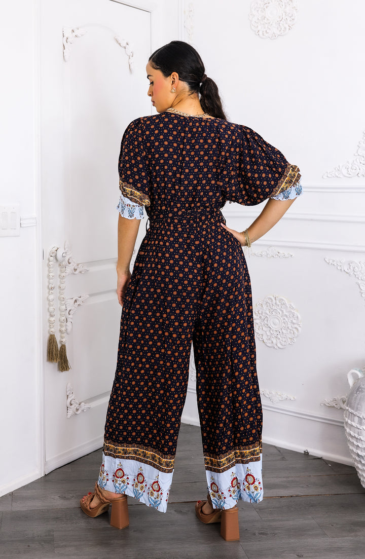 Boho Borders Wide-Leg Jumpsuit