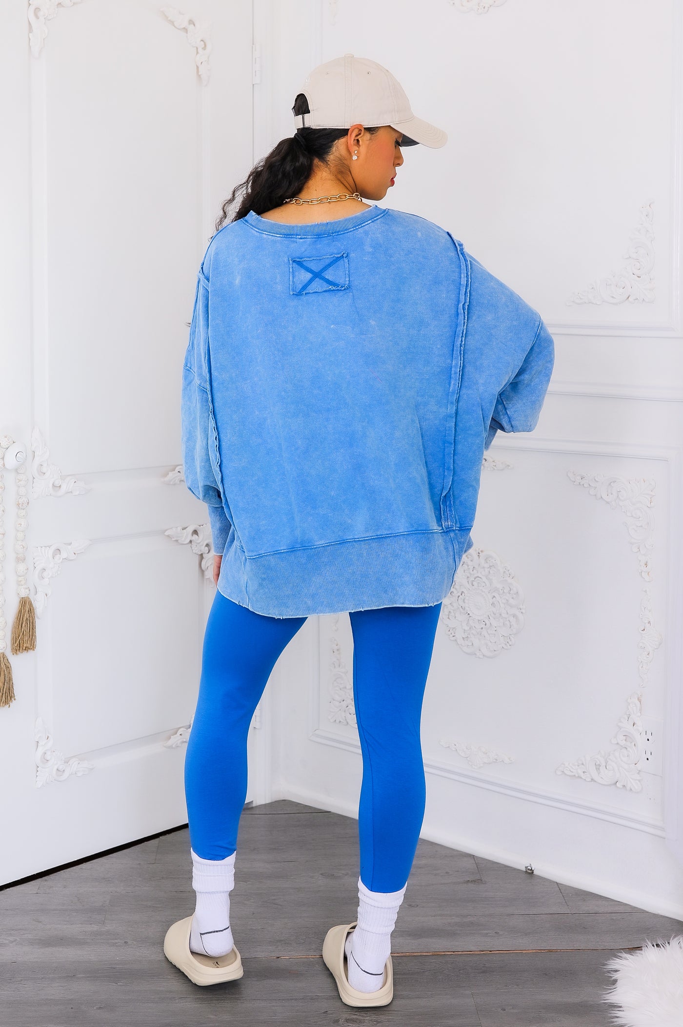 Oversized Mineral Wash Pullover With Leggings Set|
