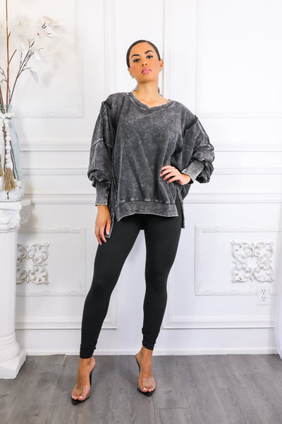 Oversized Mineral Wash Pullover With Leggings Set