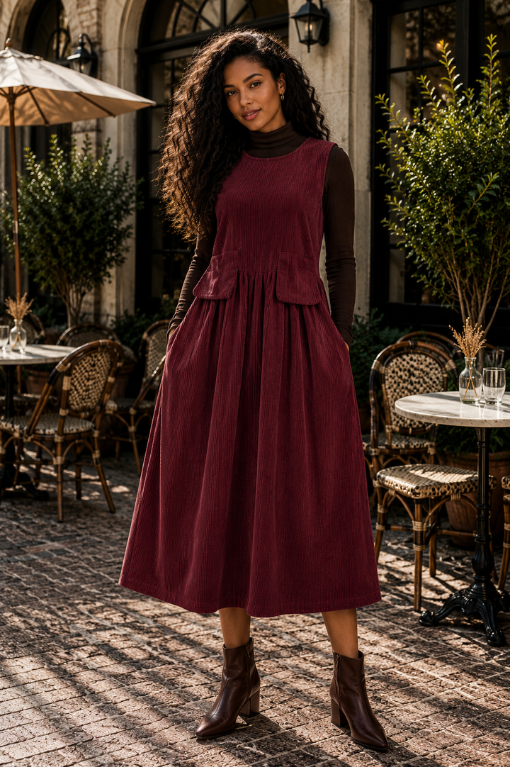 Corduroy Pocket Midi Dress