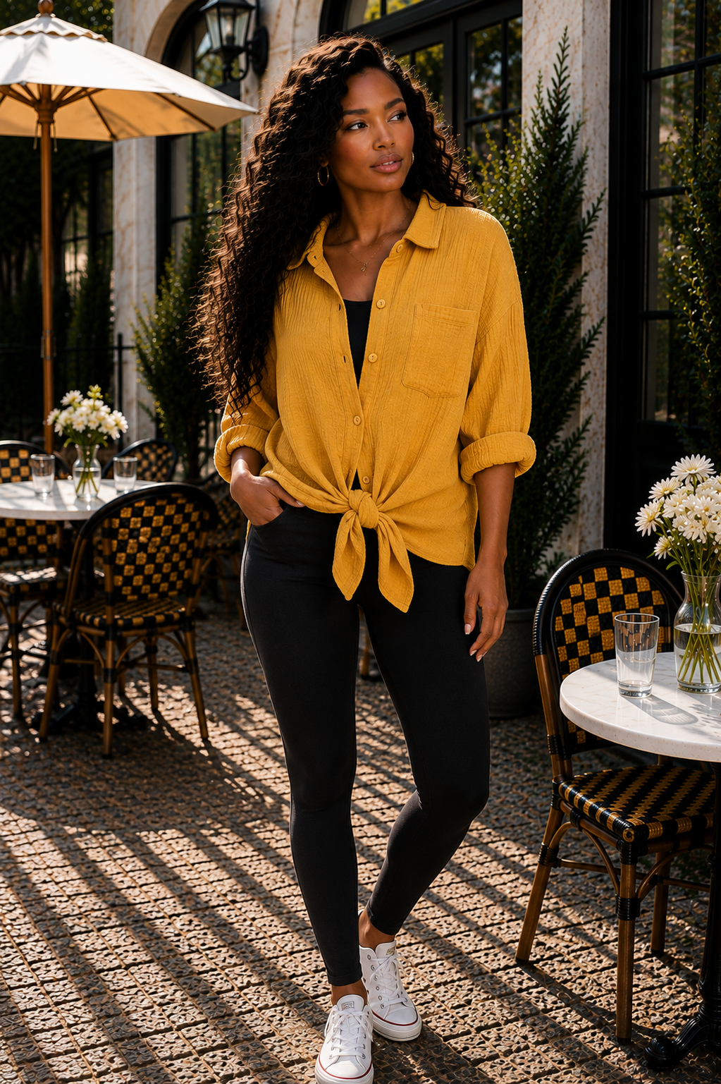 Oversized Cotton Gauze Button-Front Shirt