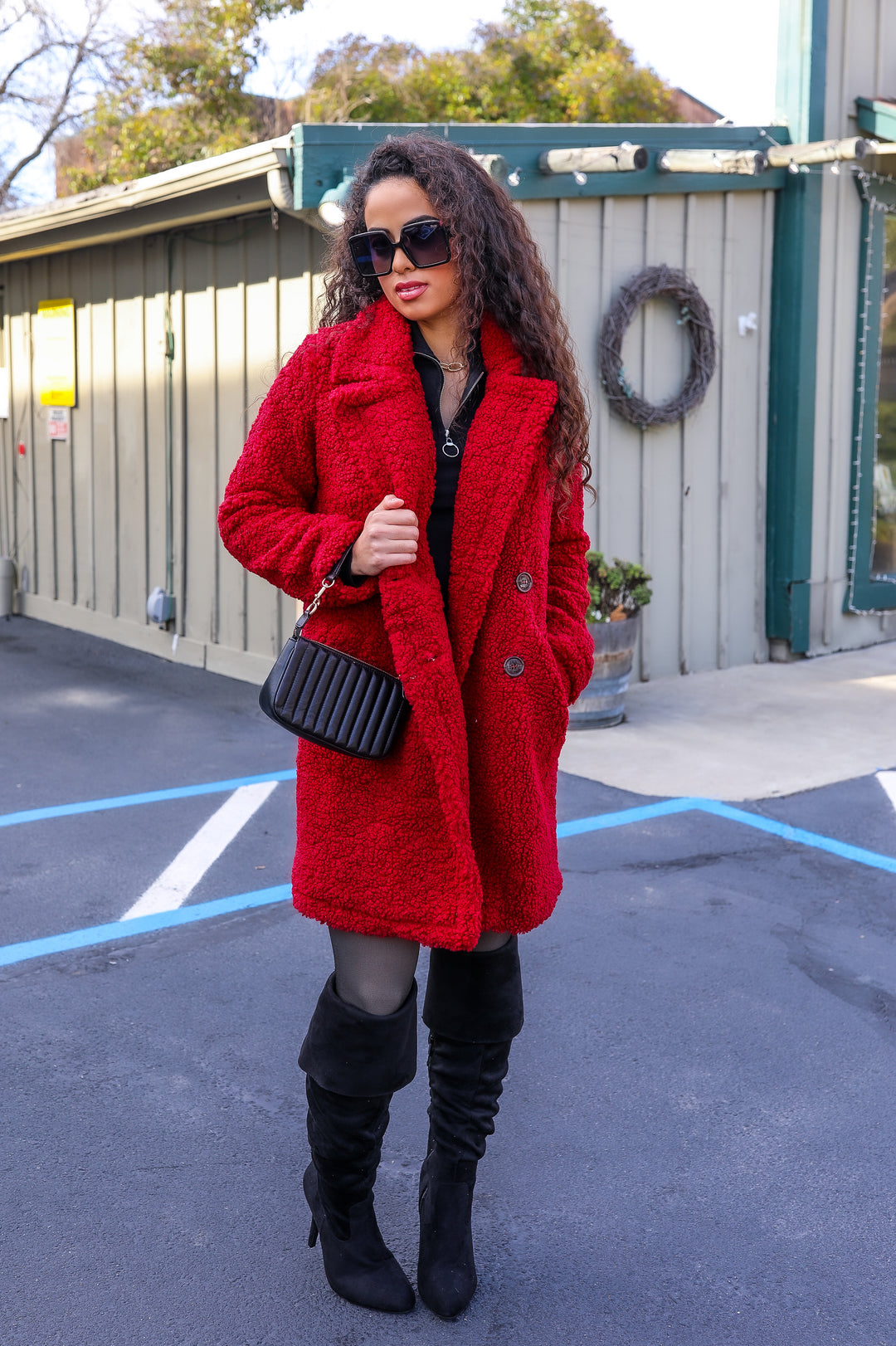 Sugar Teddy Double Breasted Faux Fur Teddy Coat - Main Image