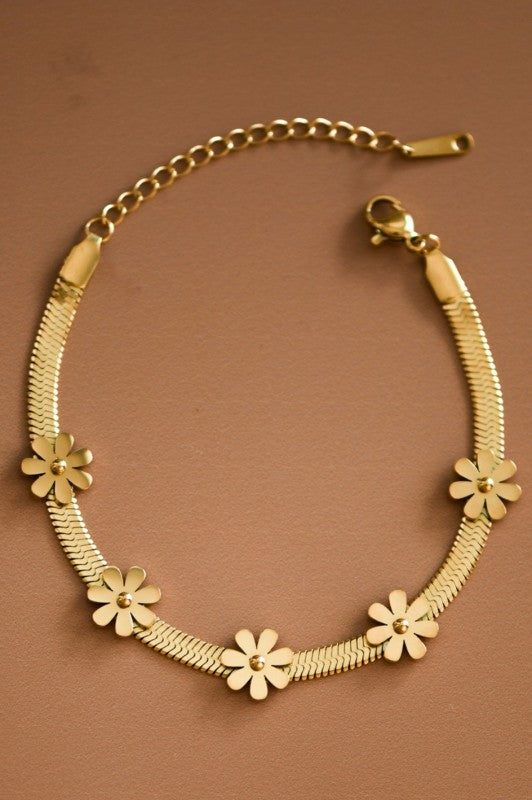 Flower 18K Non Tarnish Stainless Steel Bracelet