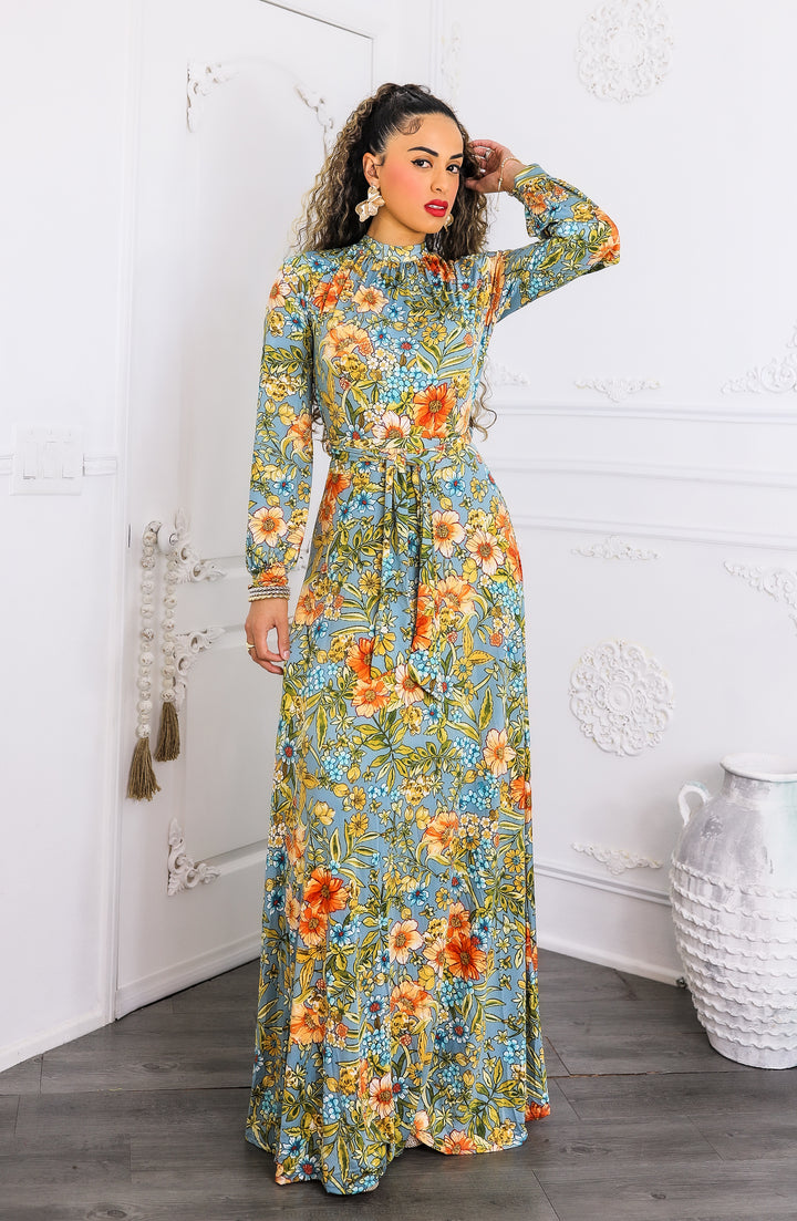 Boho Bloom Maxi Dress - Floral Long Sleeve