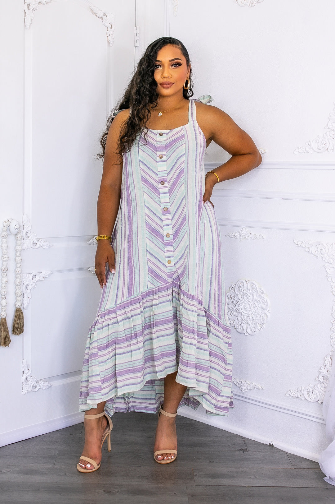 Cotton Ruffle Maxi Dress L Cotton Ruffle Maxi Dress L