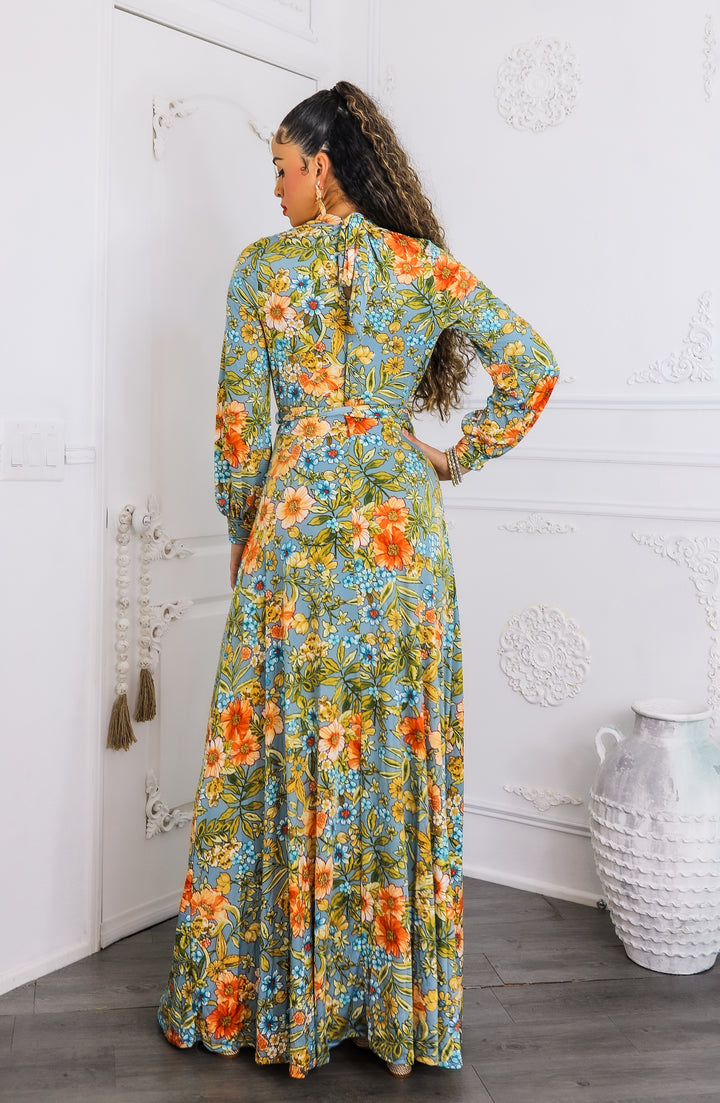 Boho Bloom Maxi Dress - Floral Long Sleeve
