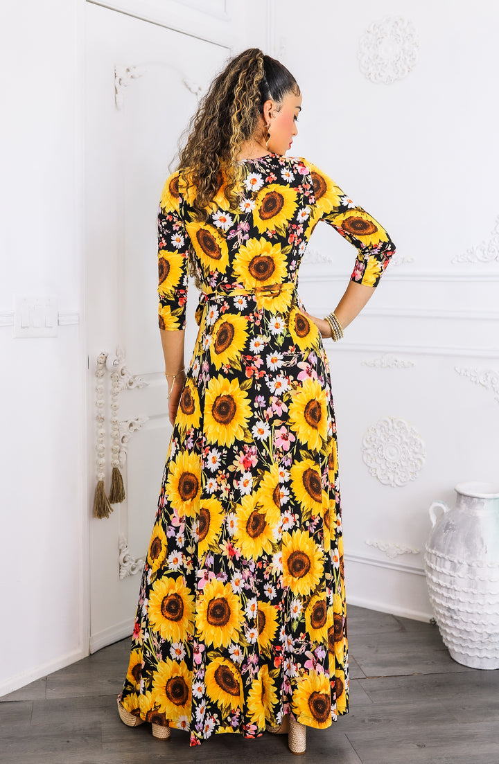 Sunshine & Bloom Faux Wrap Maxi Dress