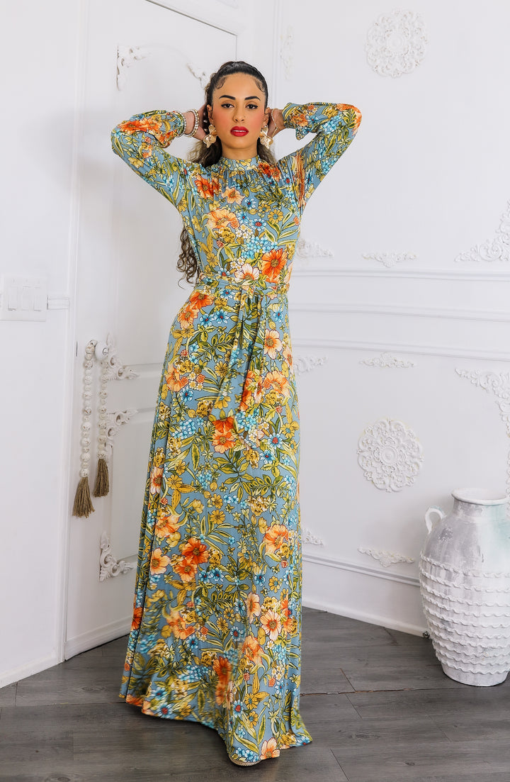 Boho Bloom Maxi Dress - Floral Long Sleeve