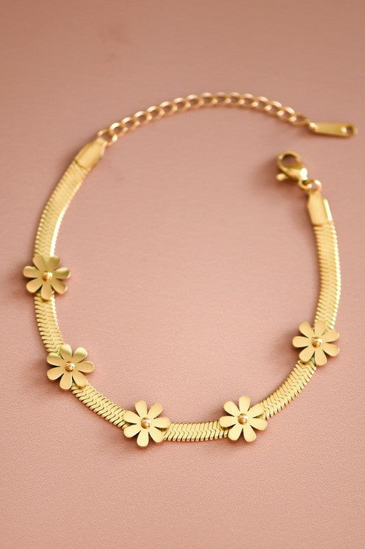 Flower 18K Non Tarnish Stainless Steel Bracelet