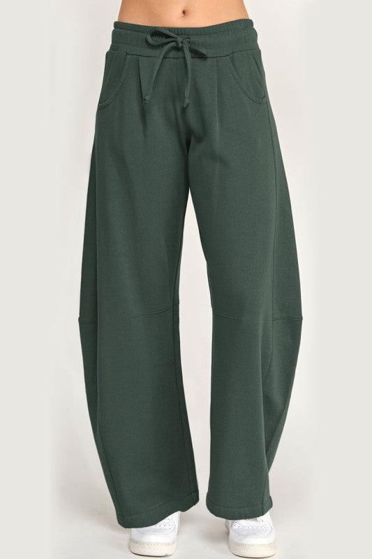 Cocoon Barrel Leg Joggers | Pleated Fleece Sweatpants for Women