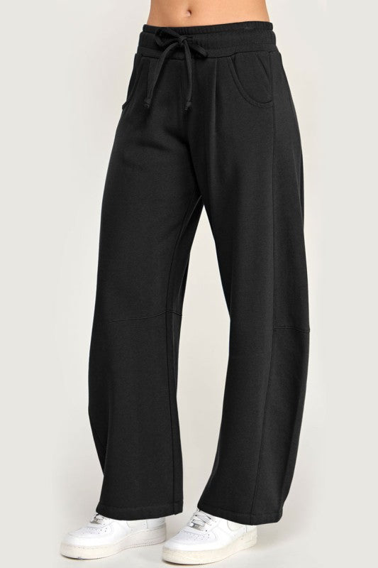 Cocoon Barrel Leg Joggers | Pleated Fleece Sweatpants for Women