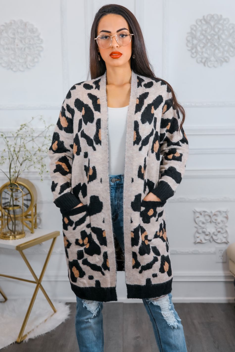 Spotted Animal Print Cardigan