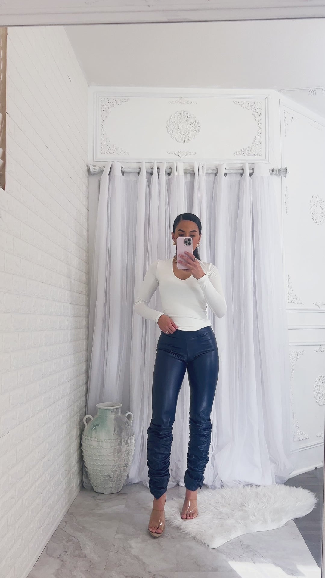 Double Layered V-Neck Long Sleeve Lux Top