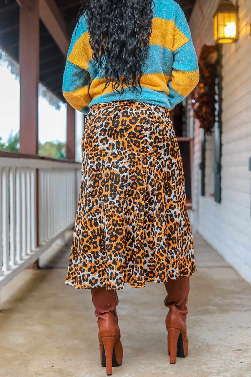 Untamed Animal Print High Waisted Midi Skirt - SURELYMINE